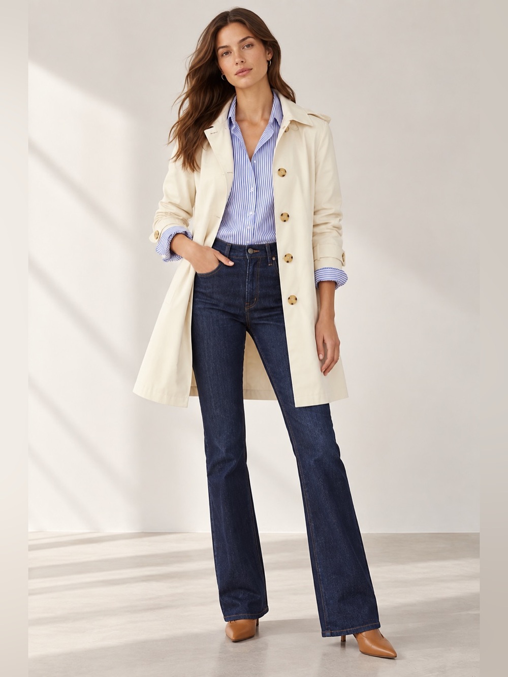 Ralph Lauren Balmacaan Hooded Raincoat Trench Coat in Cream